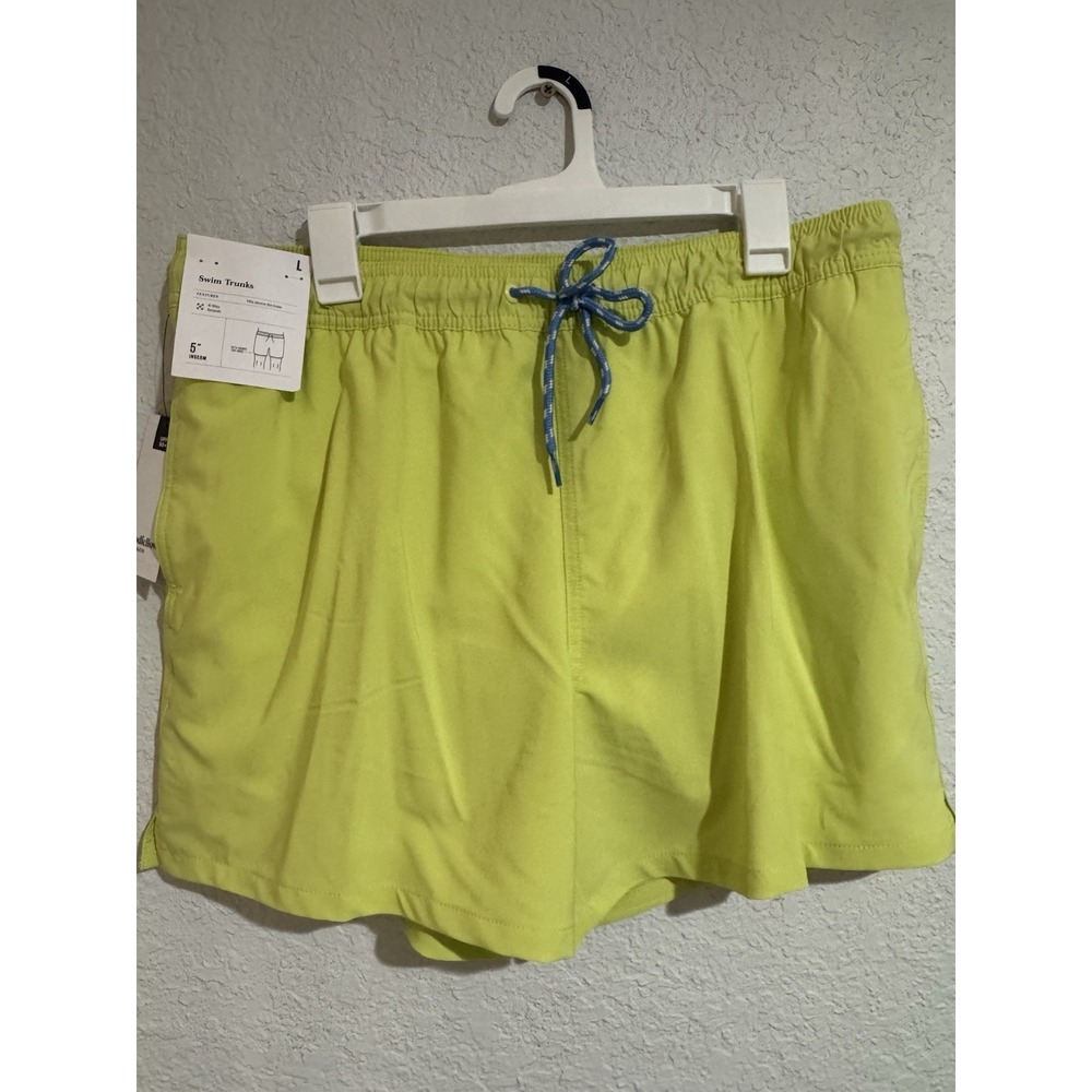 Goodfellow Co Men's Swim Shorts Neon Green 5" Inseam Swim Trunks Size Large NWT